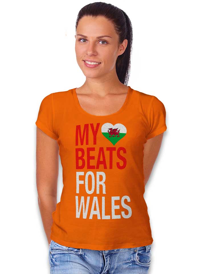 my-heart-beats-for-wales-damen-t-shirt orange 2