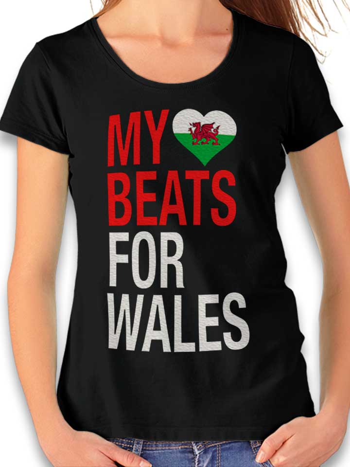 My Heart Beats For Wales Womens T-Shirt black L