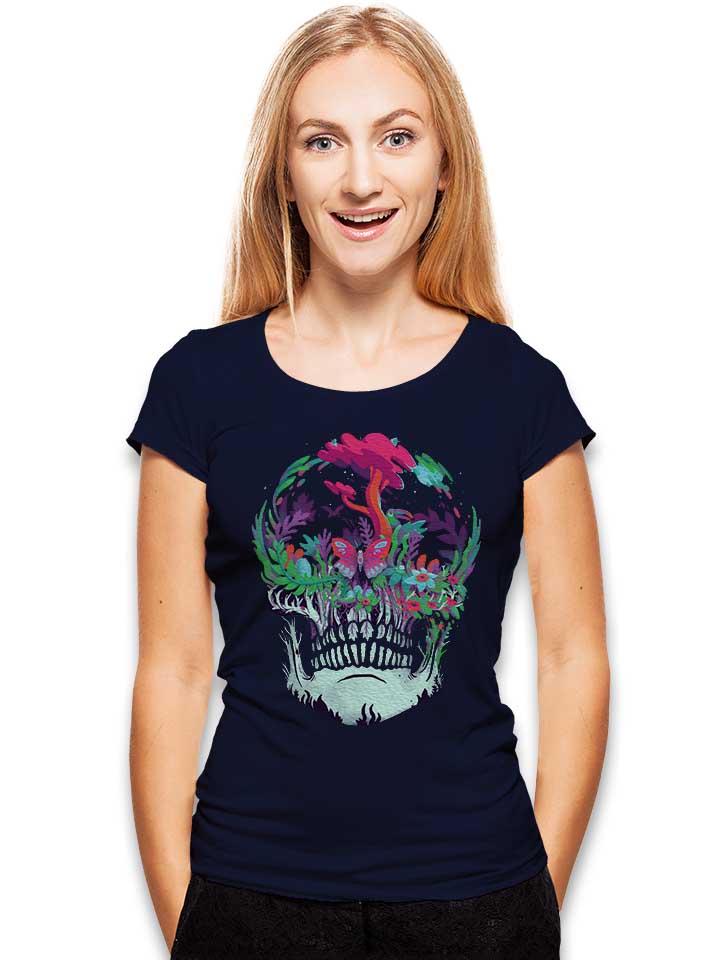 mystic-forest-skull-damen-t-shirt dunkelblau 2