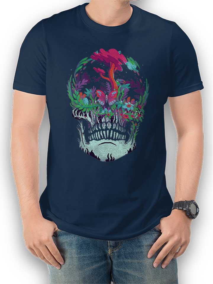 Mystic Forest Skull T-Shirt dunkelblau L