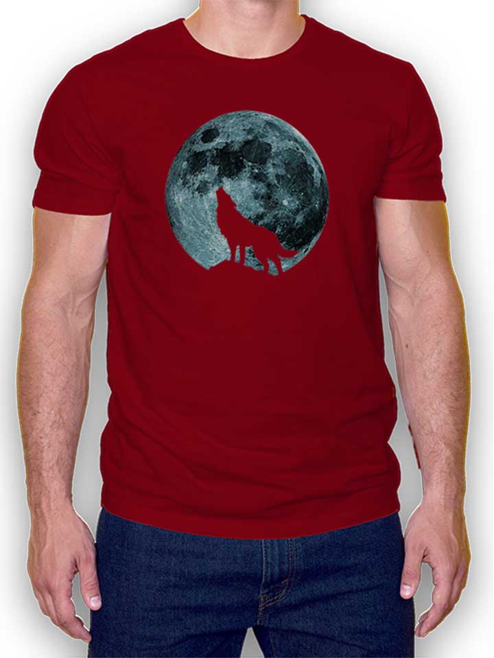 Mystic Moon Wolf T-Shirt bordeaux L