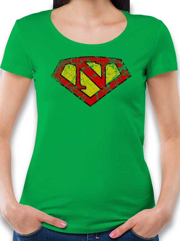 N Buchstabe Logo Vintage Womens T-Shirt green L