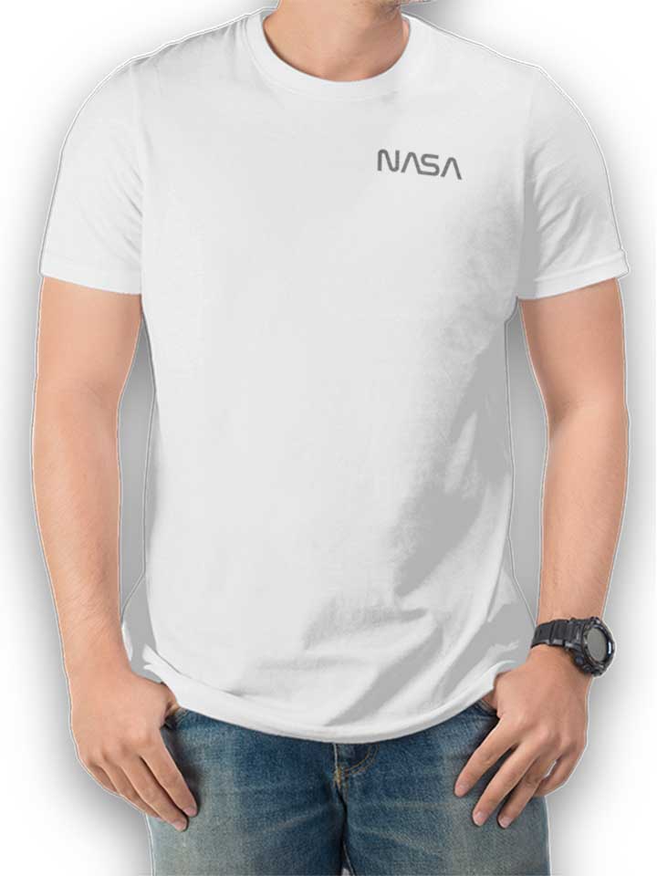 Nasa Grau Chest Print T-Shirt bianco L