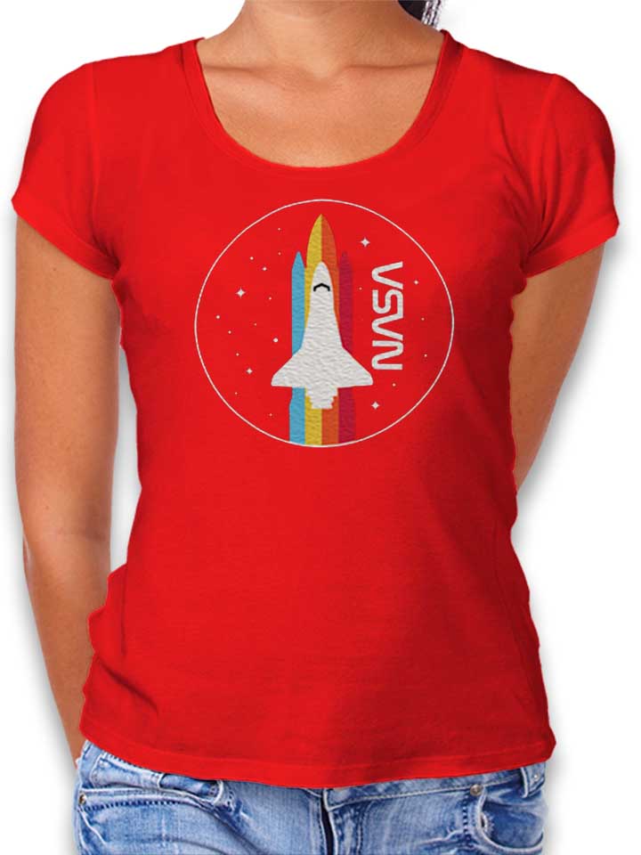 Nasa Retro Spaceship Damen T-Shirt rot L
