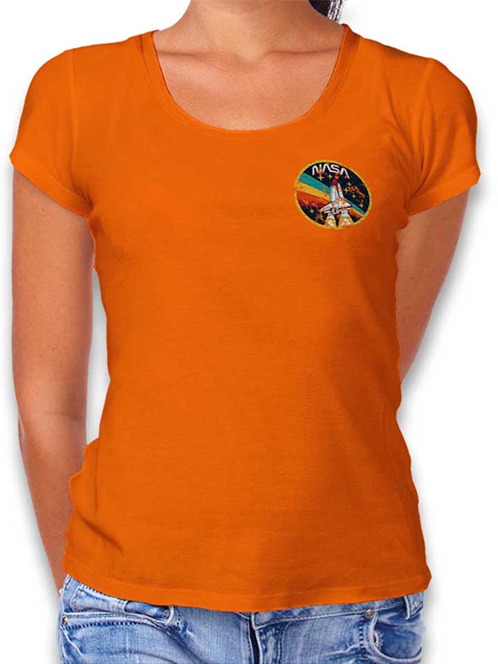 nasa-space-shuttle-vintage-chest-print-damen-t-shirt orange 1