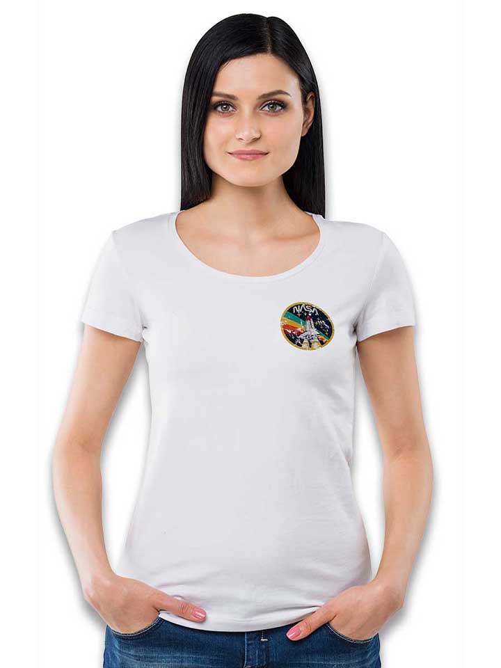 nasa-space-shuttle-vintage-chest-print-damen-t-shirt weiss 2