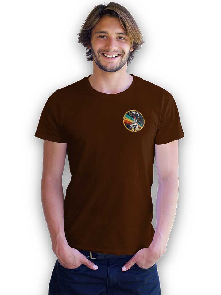 nasa-space-shuttle-vintage-chest-print-t-shirt braun 2
