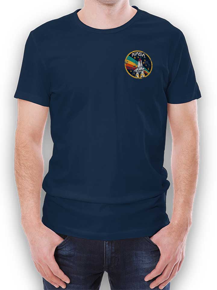 Nasa Space Shuttle Vintage Chest Print T-Shirt dunkelblau L