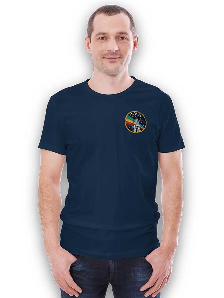 nasa-space-shuttle-vintage-chest-print-t-shirt dunkelblau 2