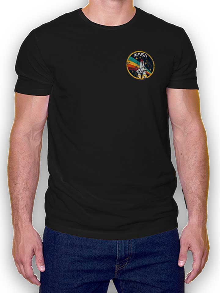nasa-space-shuttle-vintage-chest-print-t-shirt schwarz 1