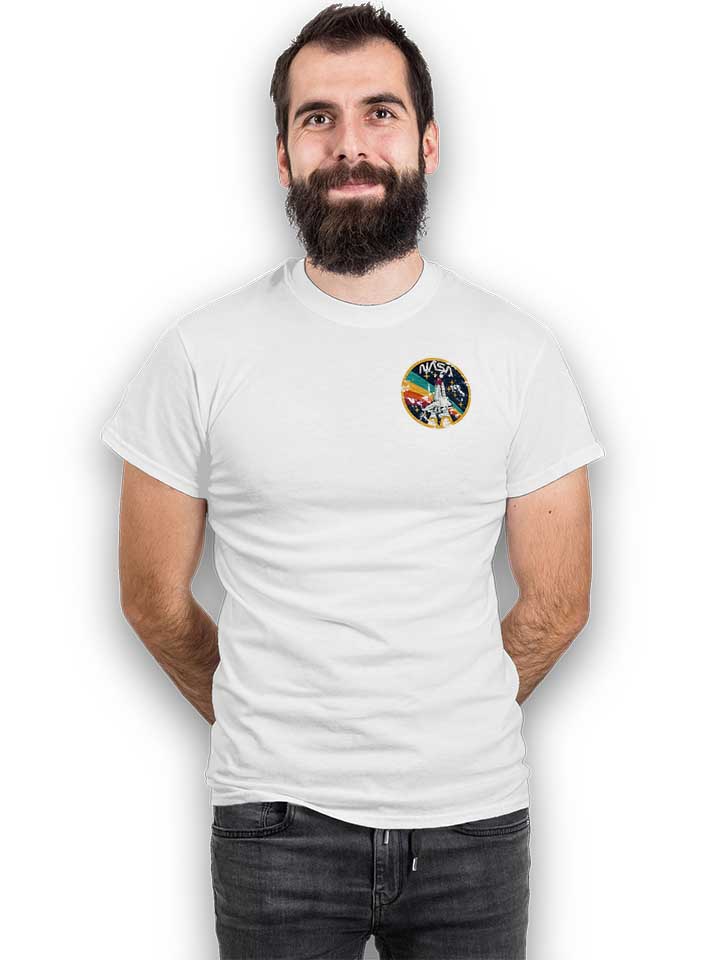 nasa-space-shuttle-vintage-chest-print-t-shirt weiss 2