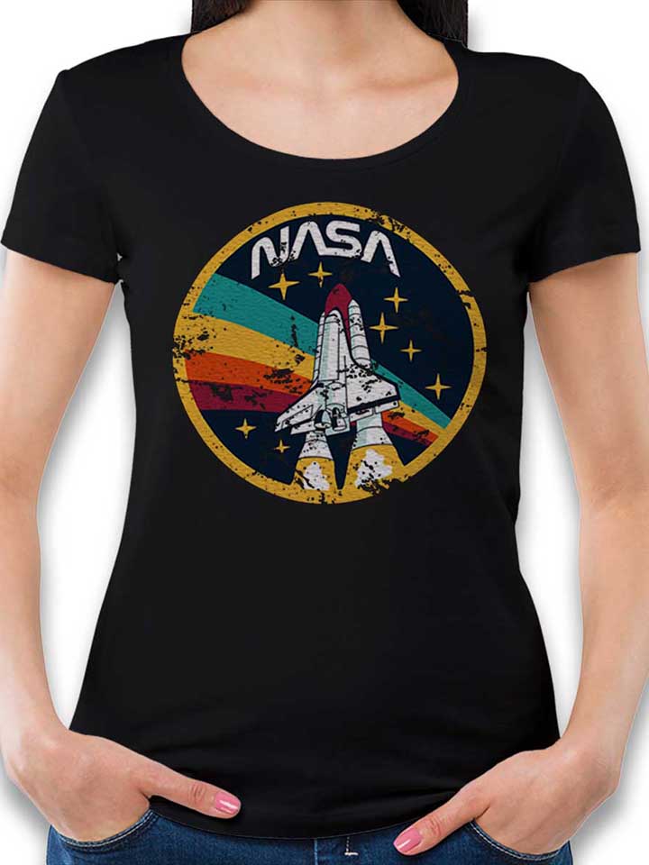Nasa Space Shuttle Vintage Damen T-Shirt schwarz L