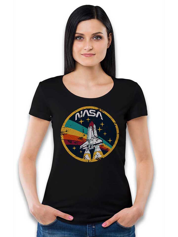 nasa-space-shuttle-vintage-damen-t-shirt schwarz 2