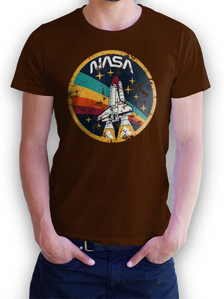 Nasa Space Shuttle Vintage T-Shirt brown L