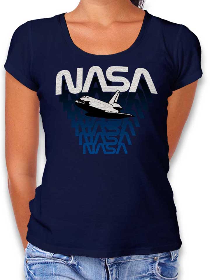 Nasa Space Shuttle Damen T-Shirt dunkelblau L