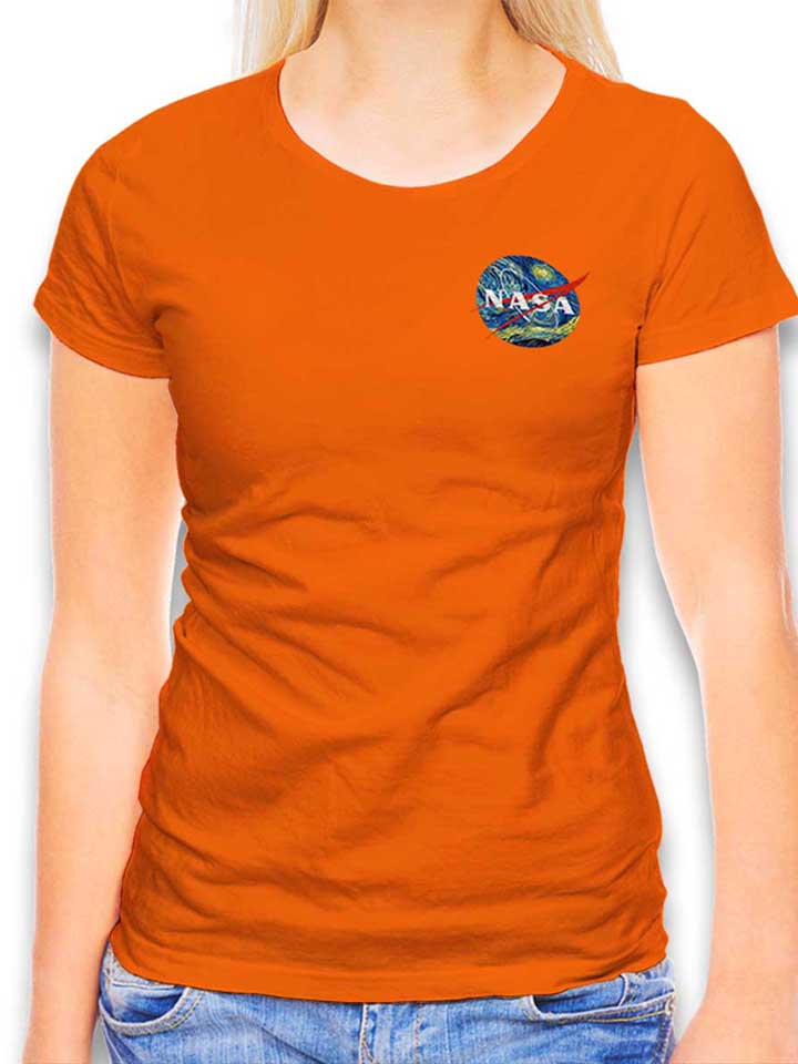 nasa-van-gogh-chest-print-damen-t-shirt orange 1