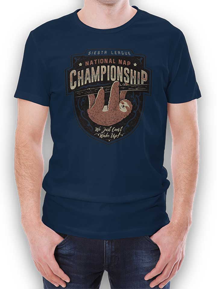 National Nap Championship Sloth T-Shirt navy L