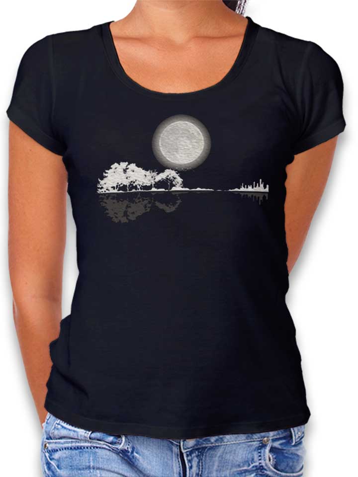 Nature Guitar Moon Camiseta Mujer negro L