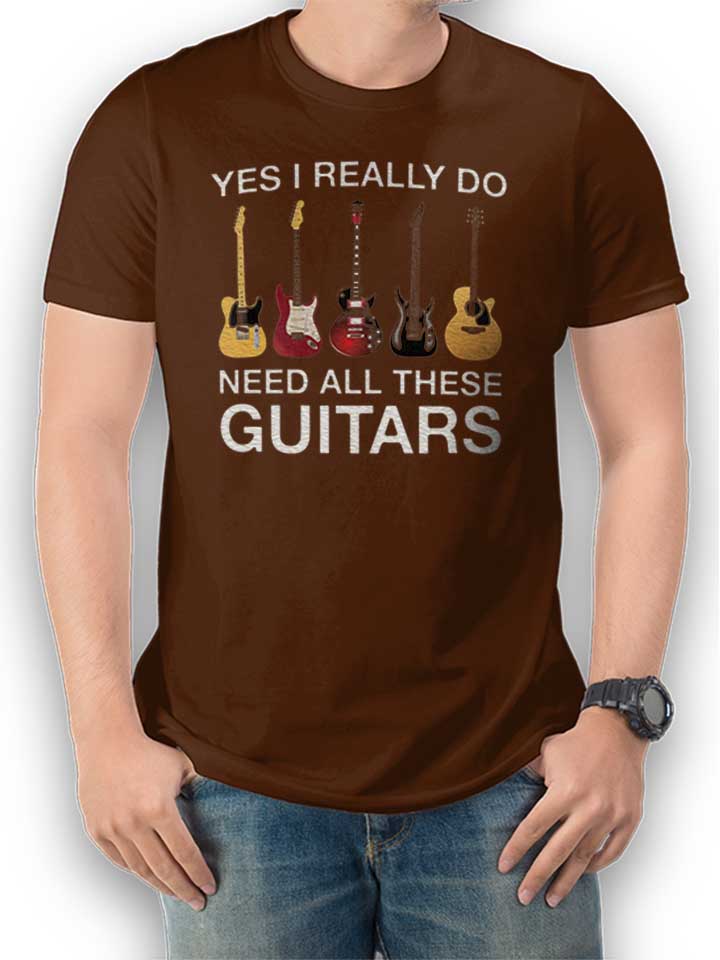 Need All These Guitars T-Shirt brown L