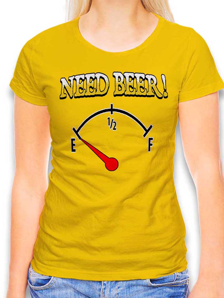 Need Beer T-Shirt Femme jaune L