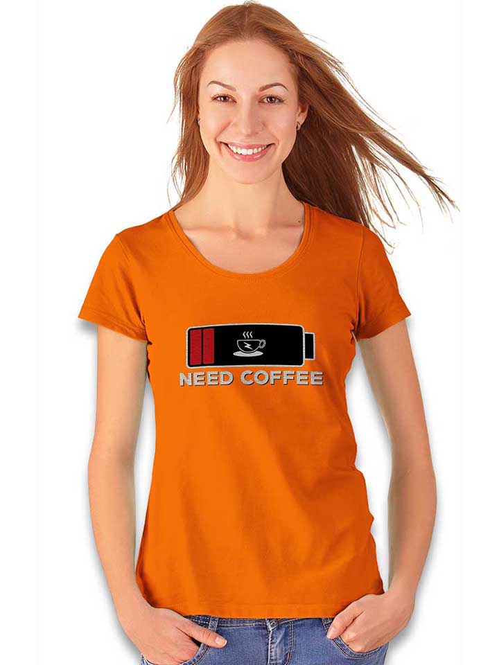 need-coffee-akku-leer-damen-t-shirt orange 2