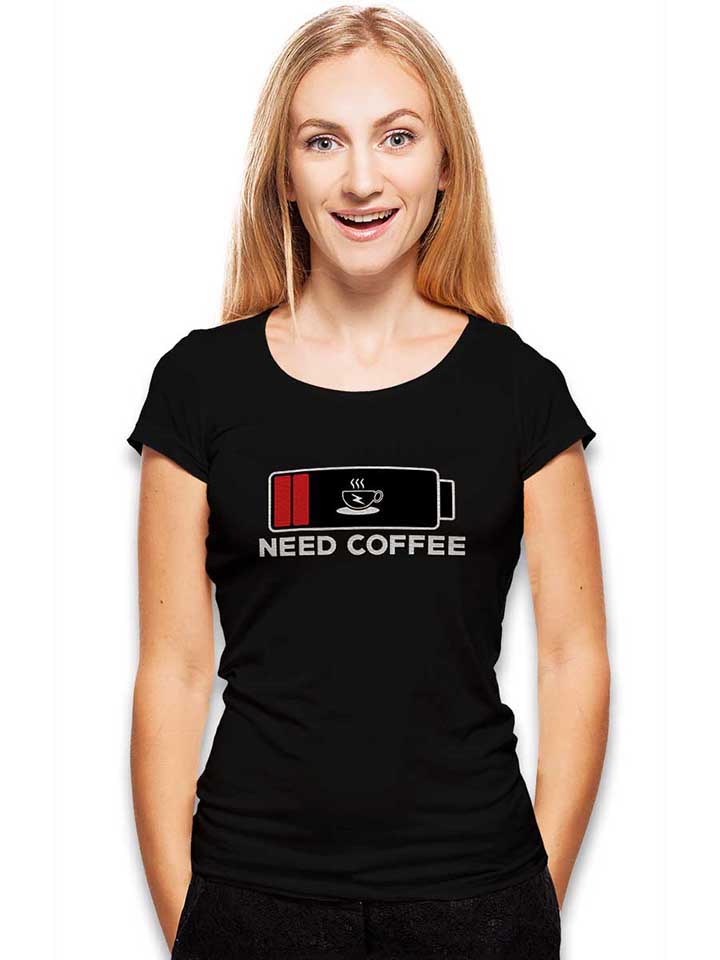 need-coffee-akku-leer-damen-t-shirt schwarz 2