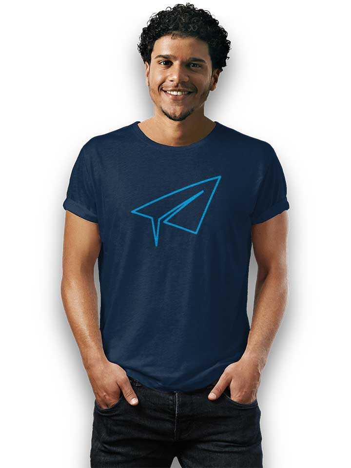 neon-paperairplane-t-shirt dunkelblau 2