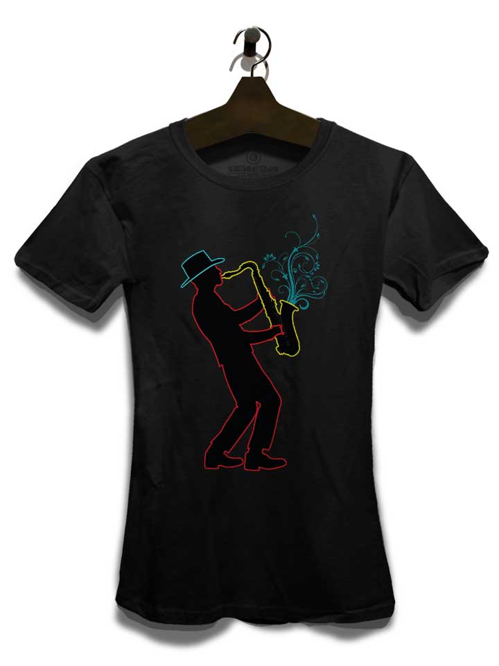 neon-saxophone-player-damen-t-shirt schwarz 3