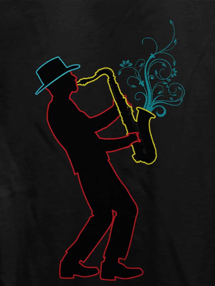 neon-saxophone-player-damen-t-shirt schwarz 4
