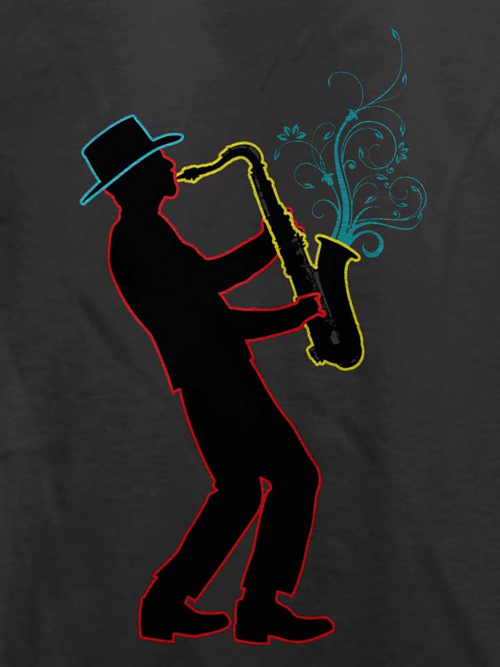 neon-saxophone-player-t-shirt dunkelgrau 4
