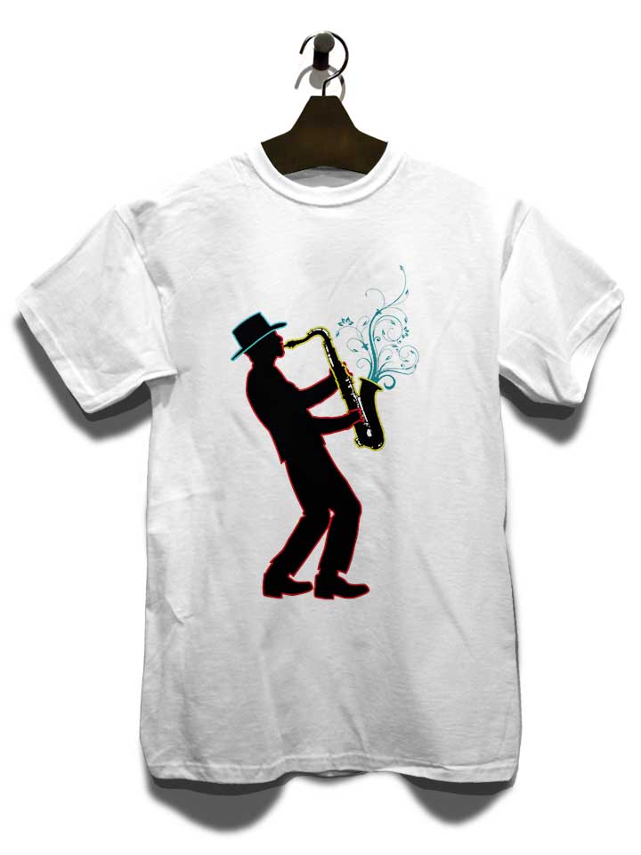 neon-saxophone-player-t-shirt weiss 3