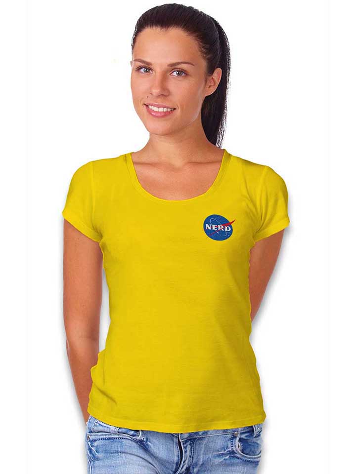 nerd-nasa-chest-print-damen-t-shirt gelb 2