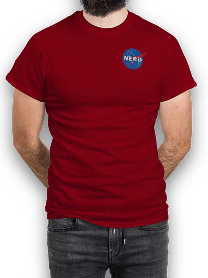 Nerd Nasa Chest Print T-Shirt maroon L