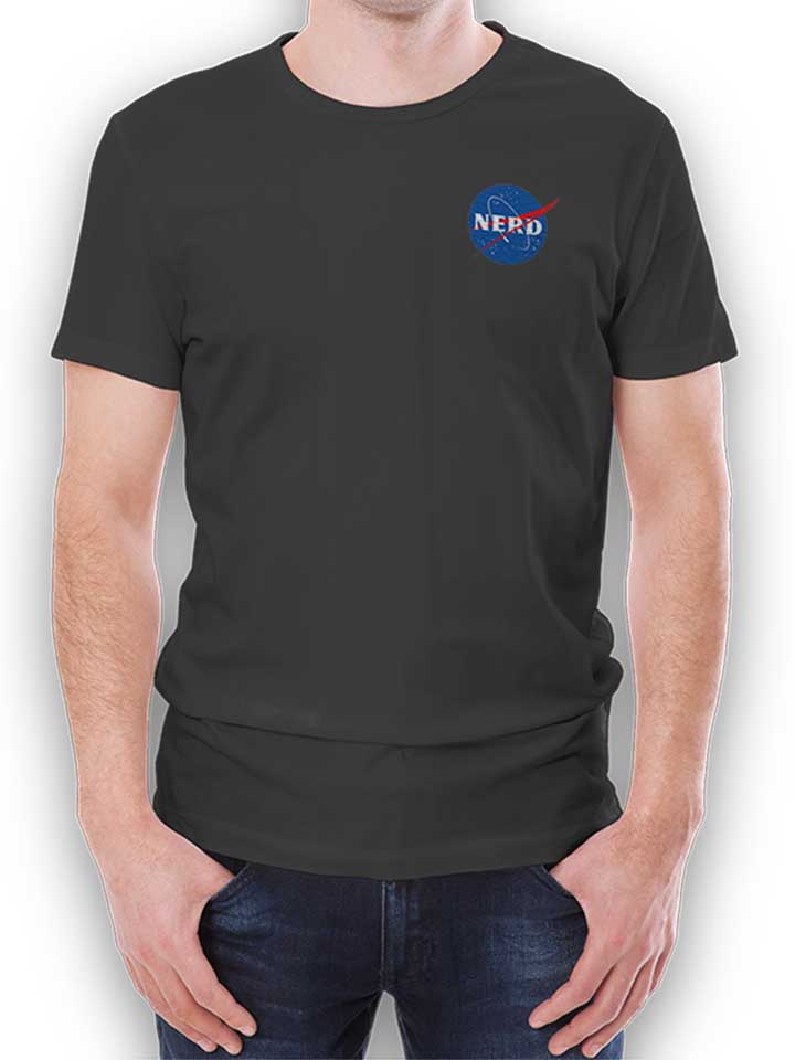 Nerd Nasa Chest Print T-Shirt dunkelgrau L