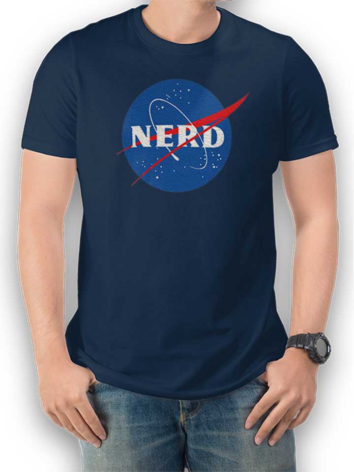Nerd Nasa T-Shirt dunkelblau L
