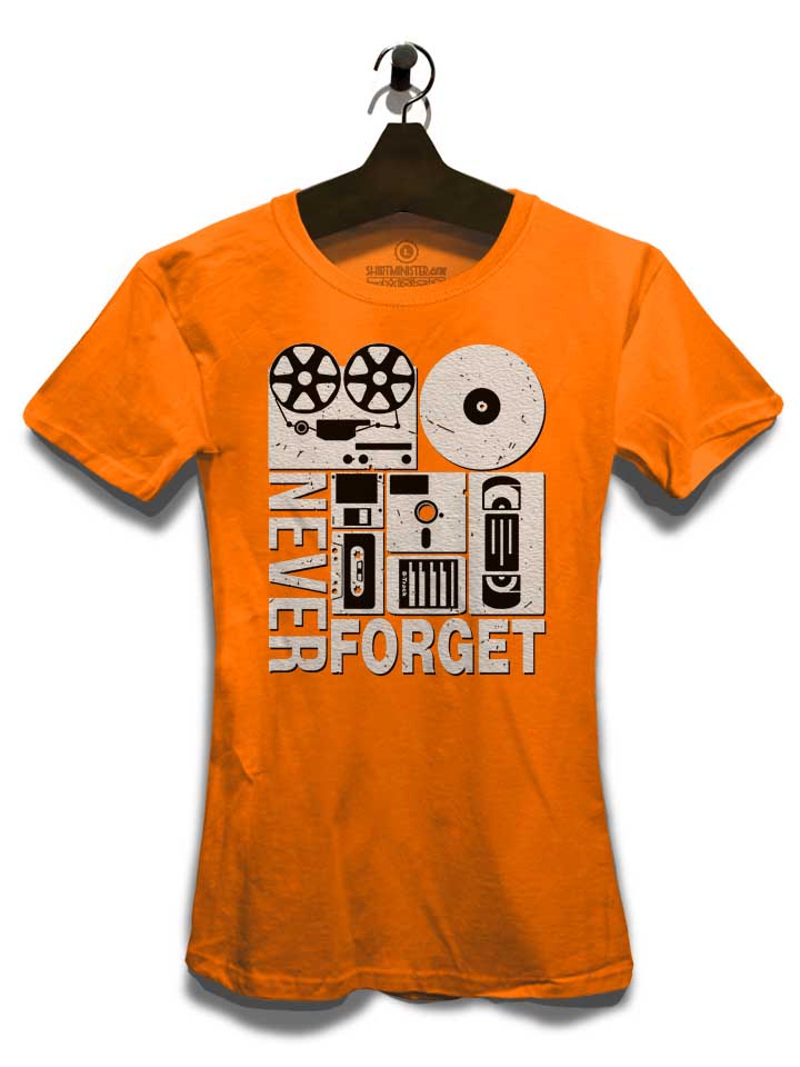 never-forget-analog-media-damen-t-shirt orange 3