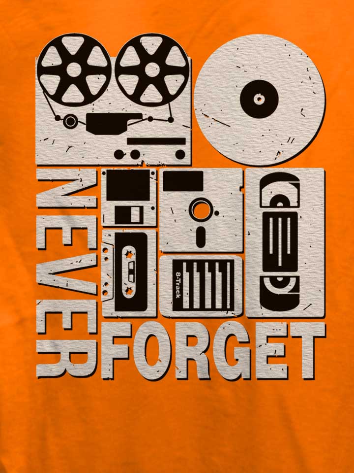 never-forget-analog-media-damen-t-shirt orange 4