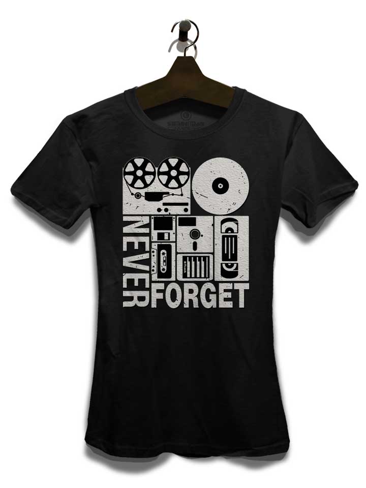 never-forget-analog-media-damen-t-shirt schwarz 3