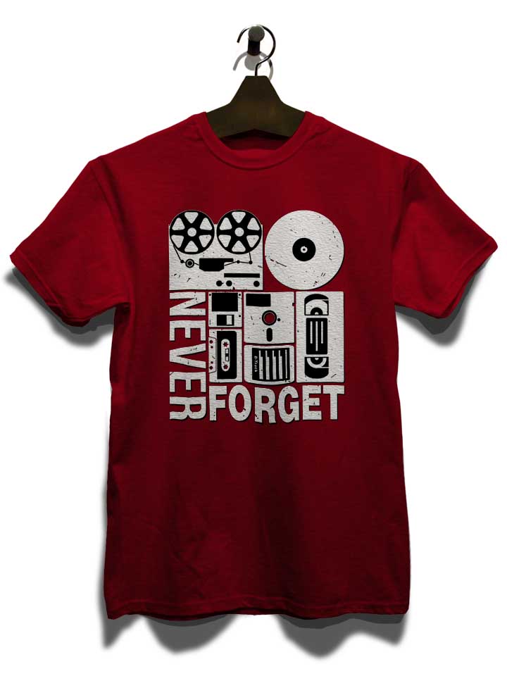 never-forget-analog-media-t-shirt bordeaux 3