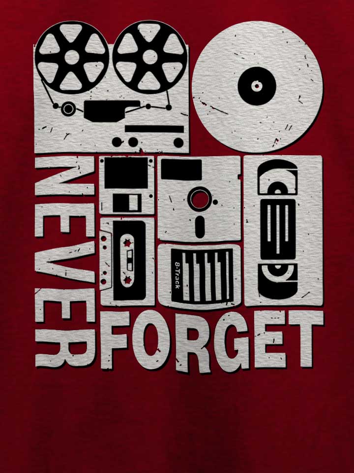 never-forget-analog-media-t-shirt bordeaux 4