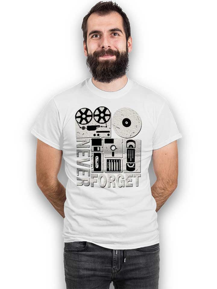 never-forget-analog-media-t-shirt weiss 2