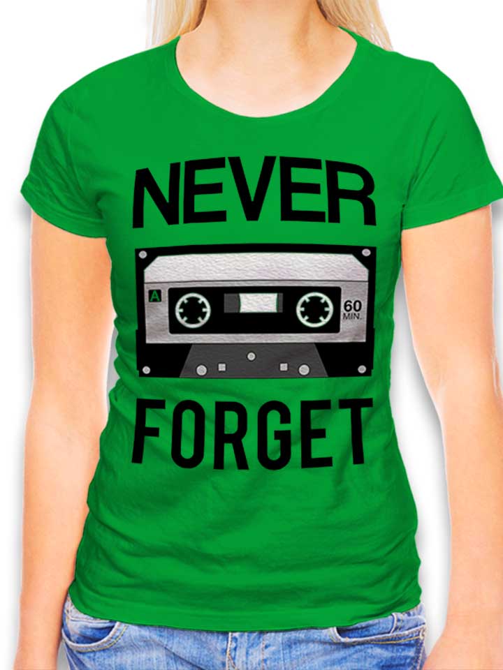 never-forget-cassette-damen-t-shirt gruen 1
