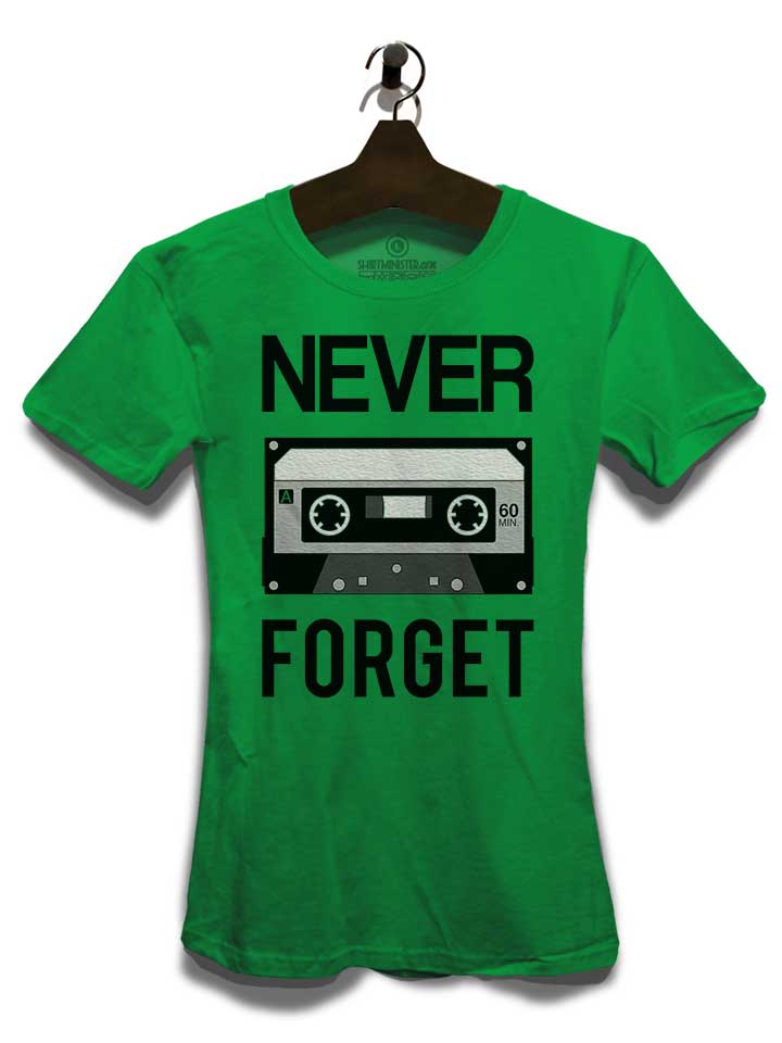 never-forget-cassette-damen-t-shirt gruen 3