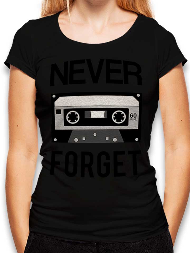 never-forget-cassette-damen-t-shirt schwarz 1