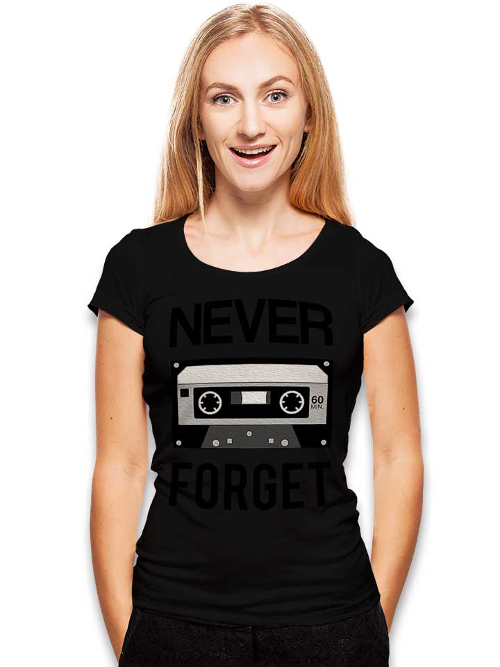 never-forget-cassette-damen-t-shirt schwarz 2
