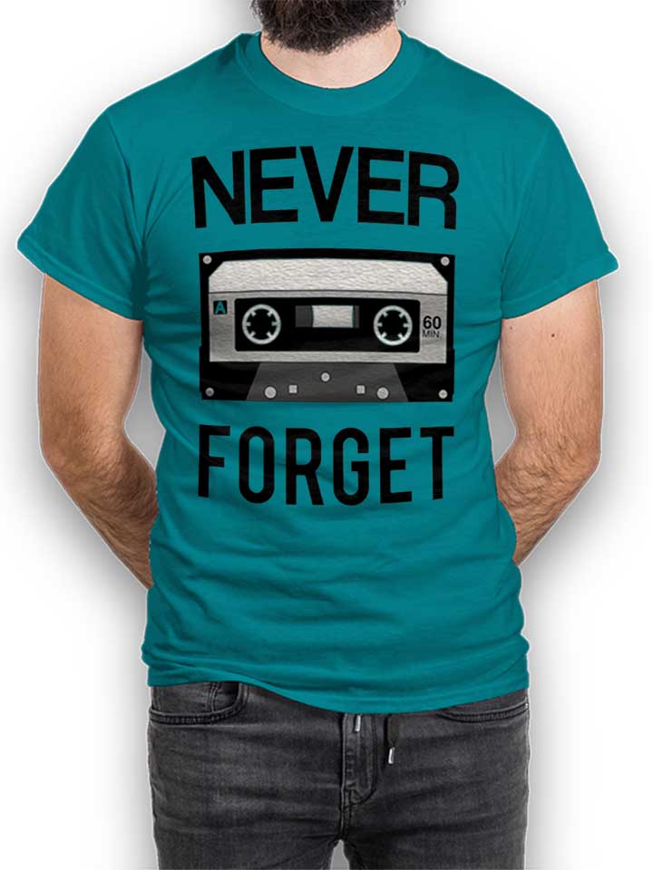 never-forget-cassette-t-shirt tuerkis 1