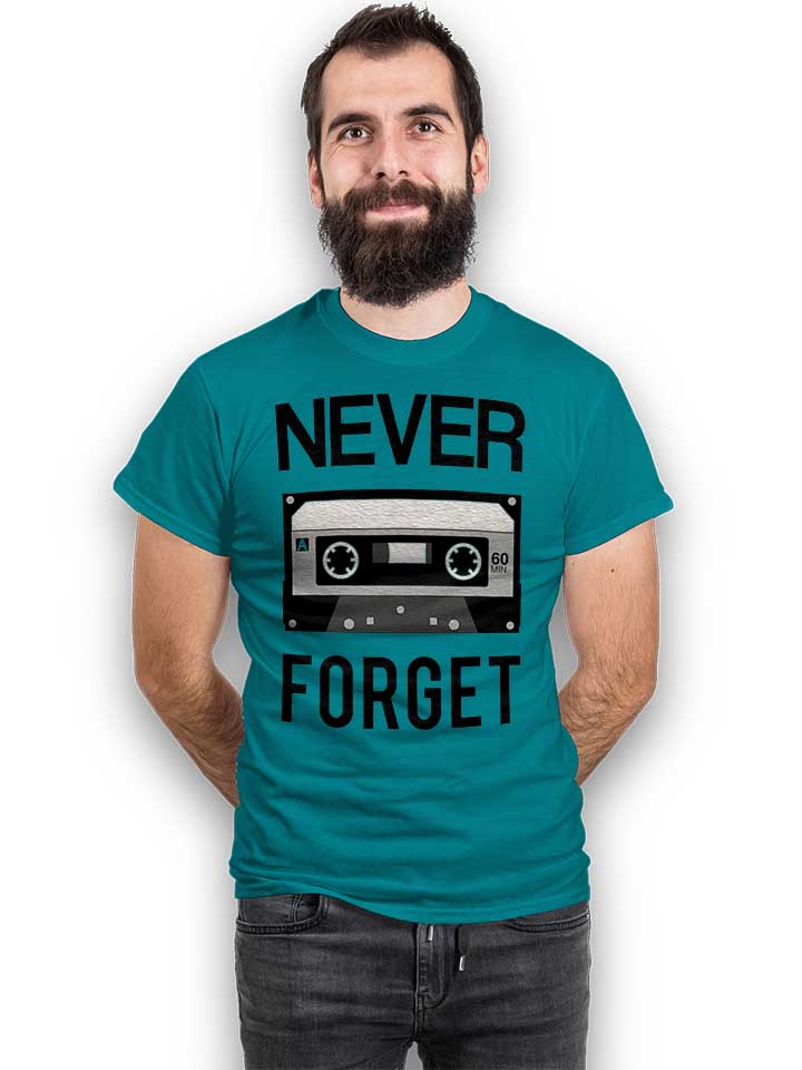 never-forget-cassette-t-shirt tuerkis 2