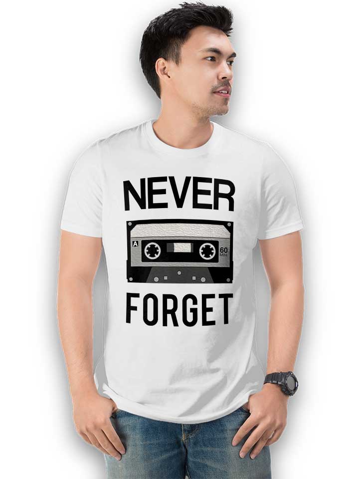 never-forget-cassette-t-shirt weiss 2
