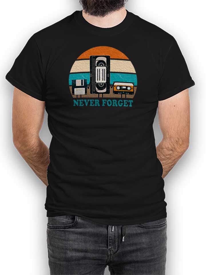 Never Forget Disc Tape Vhs T-Shirt nero L