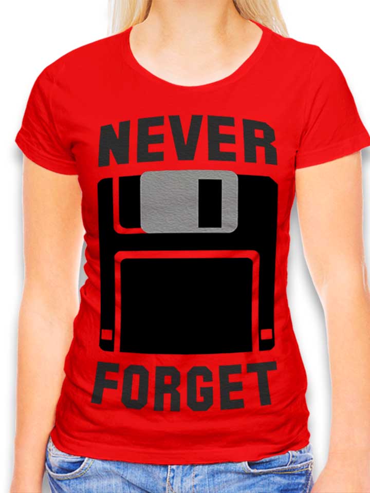 Never Forget Floppy Disc T-Shirt Femme rouge L
